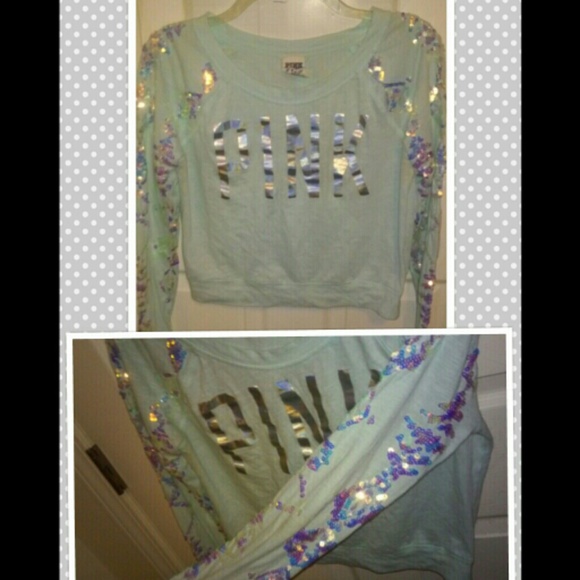 Victoria secret pink bling crop shirt,