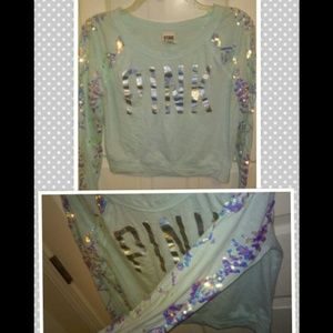 Victoria secret pink bling crop shirt,