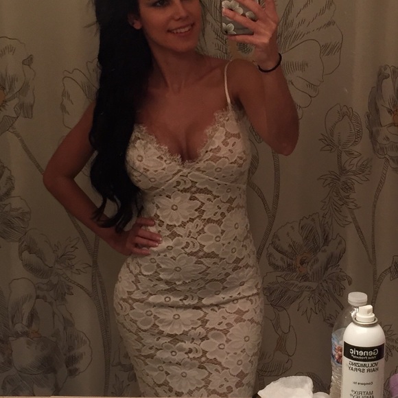 BEAUTIFUL Lace Dress- Off White (Hot Miami Styles)