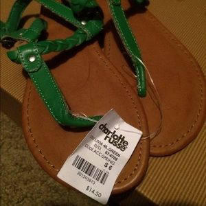 Green braided sandals