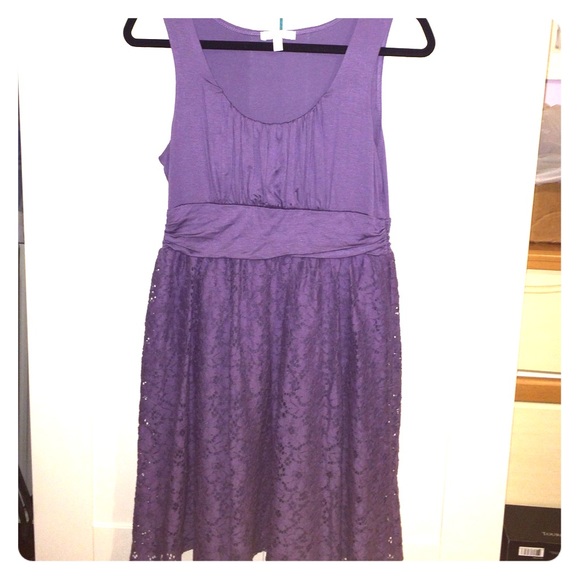 Purple floral crochet net dress