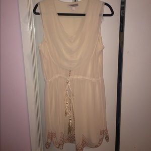 Cream draped dress with embroidery- large