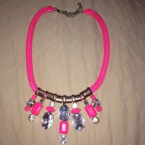 Neon pink rhinestone necklace