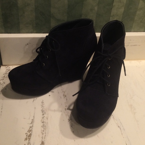 Black lace up booties