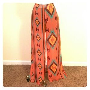 ING Aztec Print Sheer Palazzo Pant