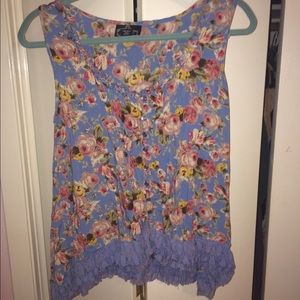 Blue floral top with lace bottom