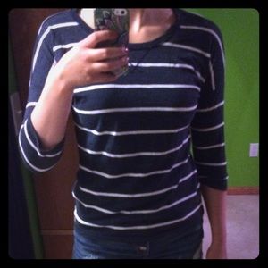 Hollister Navy Striped Long Sleeved Tee