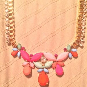 Colorful rhinestone and gold necklace