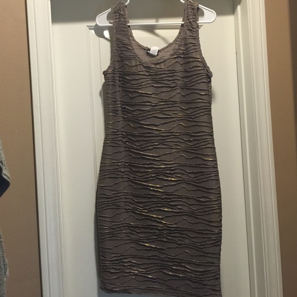 Wet Seal Dresses & Skirts - Wet Seal Tan and Gold Bodycon Dress