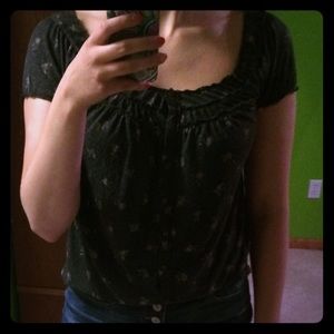 American Eagle Flower Ruffle Tee
