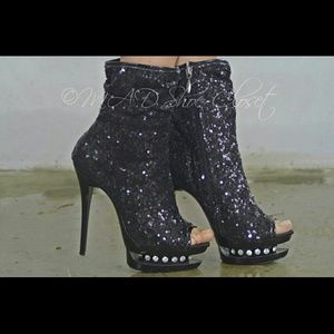 Black Sequin Bootie