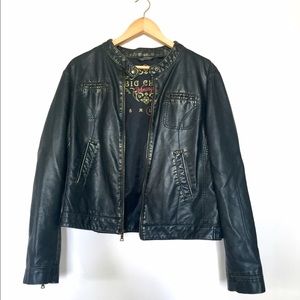 Navy blue faux leather jacket