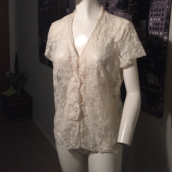 Gorgeous Creme Lace Blouse by Anne Taylor