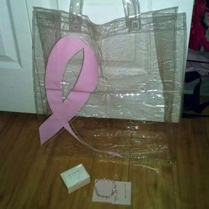 Avon Breast Cancer Charm Bracelet & Tote