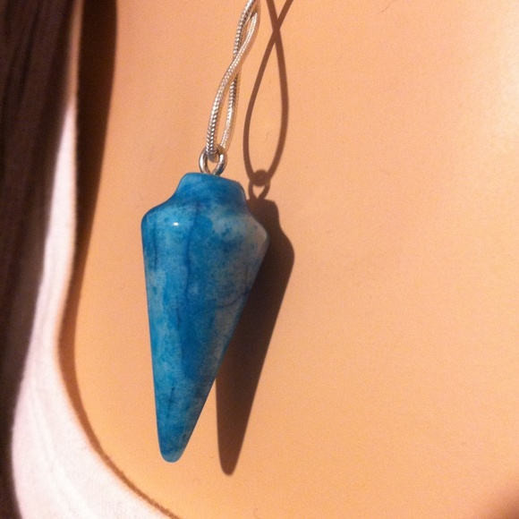 Sexy Blue Agate Necklace .925 Sterling Silver - Picture 2 of 5