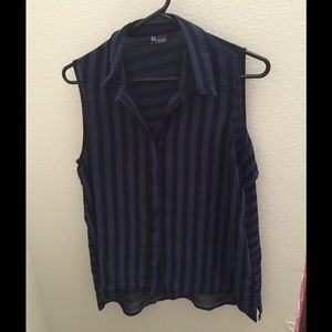 Sparkle & Fade navy/ black striped sleeveless top