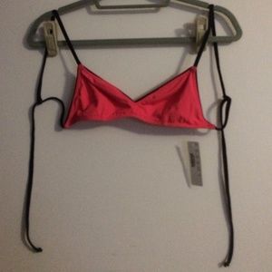 J crew coral and navy bikini top
