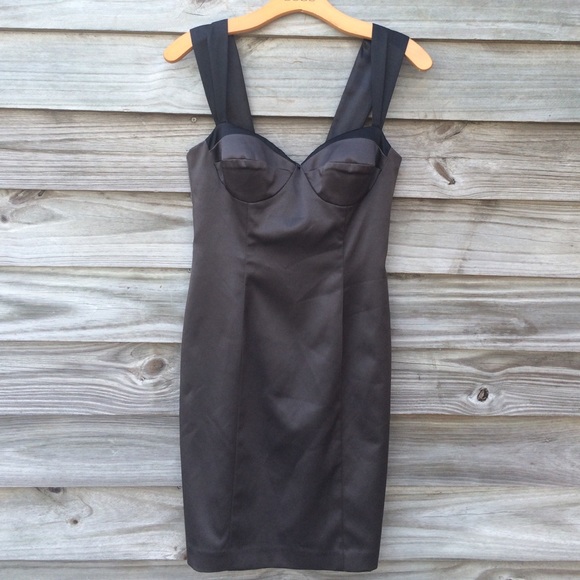 Terrific charcoal and black cocktail dress - Picture 1 of 4