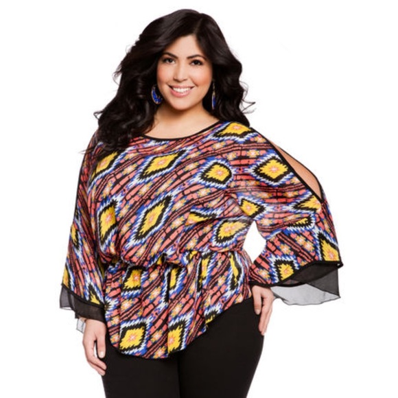 Aztec Cold Shoulder Top