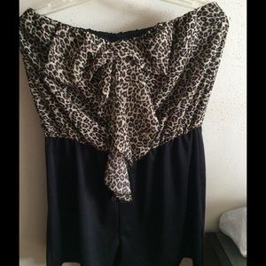 Animal print on black sleeveless romper price drop