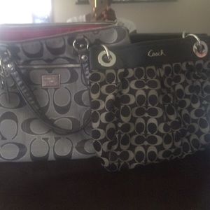 Bundled: Silver Signature Coach Bag
