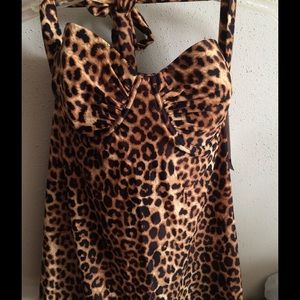 Convertible brown leopard print tankini PRICE DROP