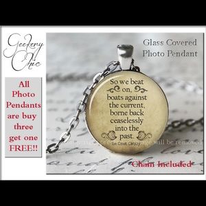 The great Gatsby quote photo pendant necklace