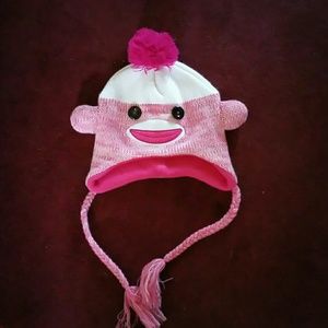 Pink sock monkey hat