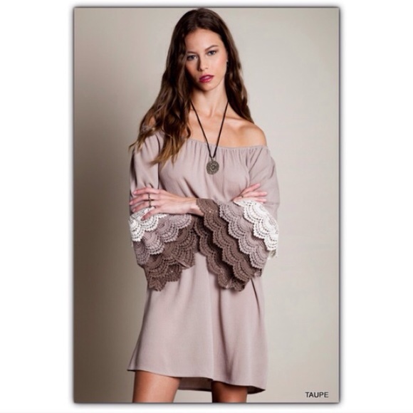 Dresses & Skirts - Crochet Tiered Sleeve Dress- black or mocha