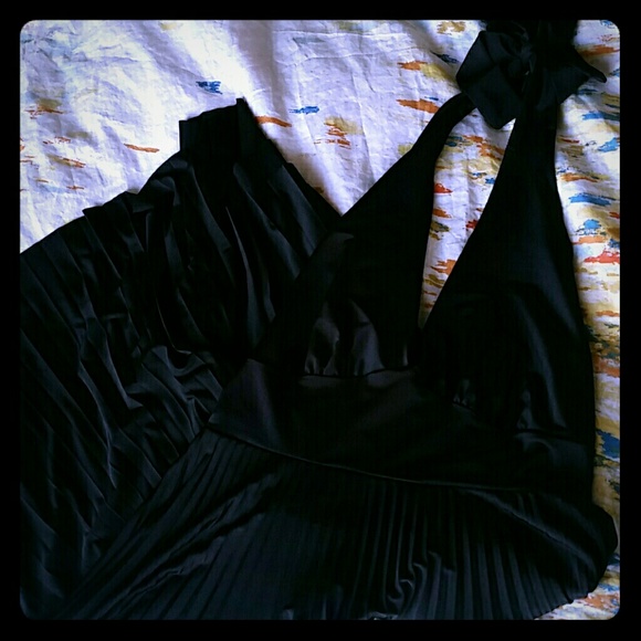 Little black dress halter neck and pleated skirt