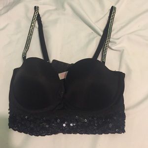 Victoria's Secret Pink Black Sequined Bra