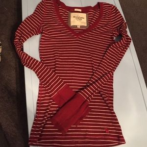 Abercrombie & Fitch Red and White Striped Top