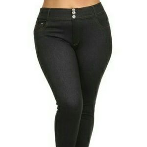 Black Denim Plus Size 5 Pocket Jeggings Sz XL