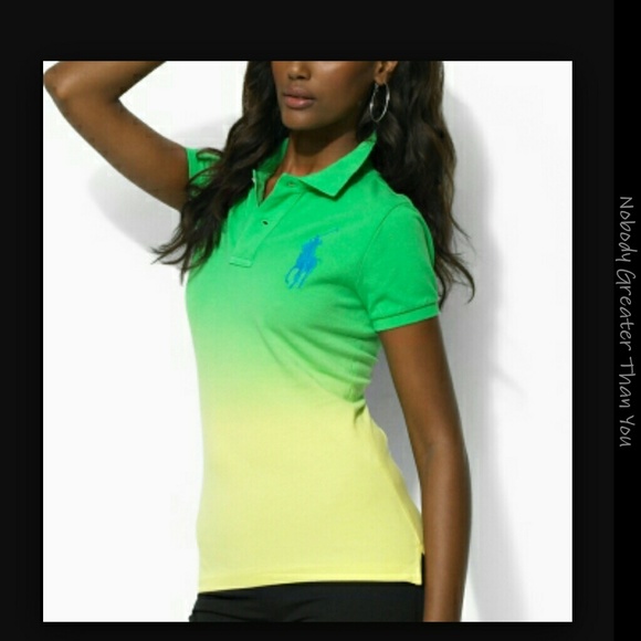 Green and yellow ralph lauren polo shirt