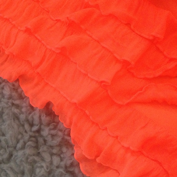 Neon orange ruffled halter top from Deb - Picture 2 of 3