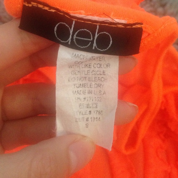 Neon orange ruffled halter top from Deb - Picture 3 of 3