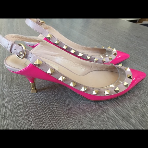 Valentino Rockstud pink low stud kitten heel 36.5 - Picture 2 of 4