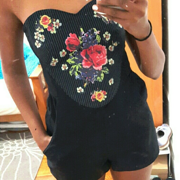 Kimchi Blue UO strapless floral romper jumpsuit