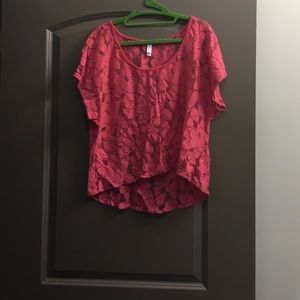 Pink lace overlay shirt