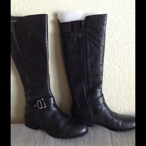 Naturalized jersey black leather riding boots