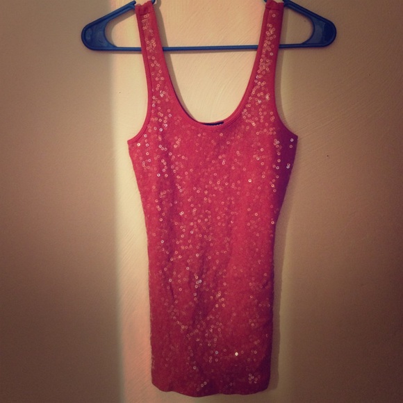pink sequence tank top
