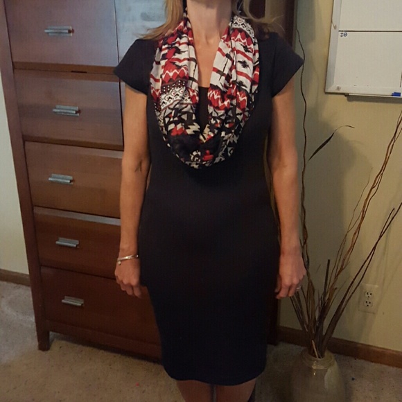 Black Dress with Detachable scarf