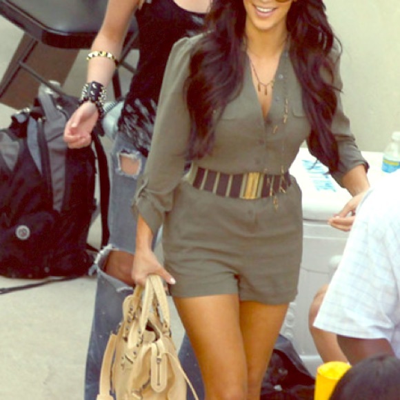 Green bebe romper seen on kim k