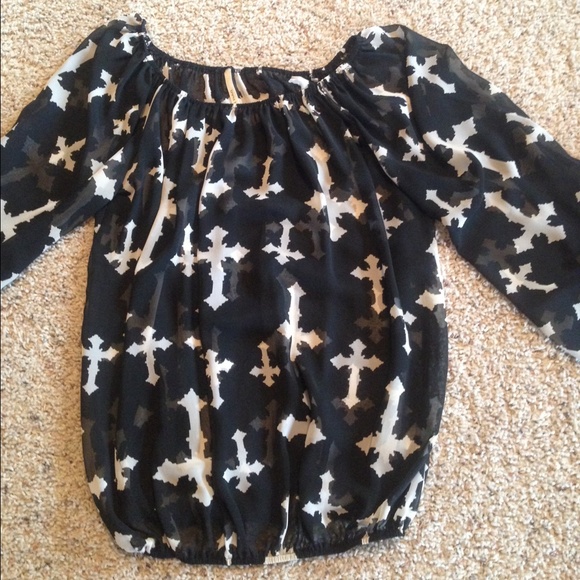 Size Medium Black Cross Blouse
