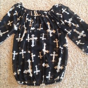 Size Medium Black Cross Blouse