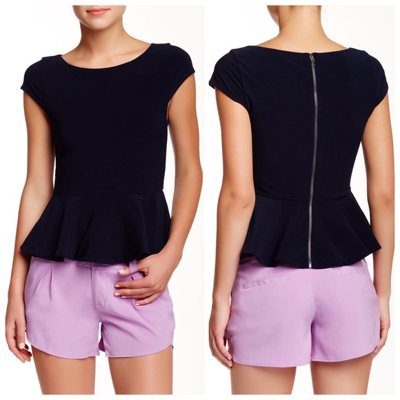 NWT alice + olivia - Ella Peplum Ponte Blouse - M