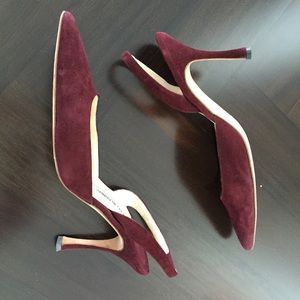 Manolo Blahnik suede pointy toe heels, size 37.5