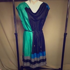 Jones New York color block dress with tassel belt