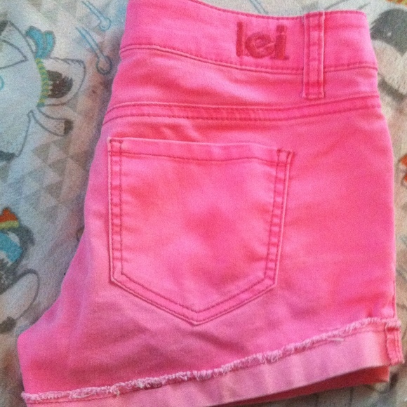Pink denim shorts