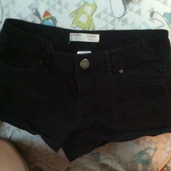 Black denim shorts